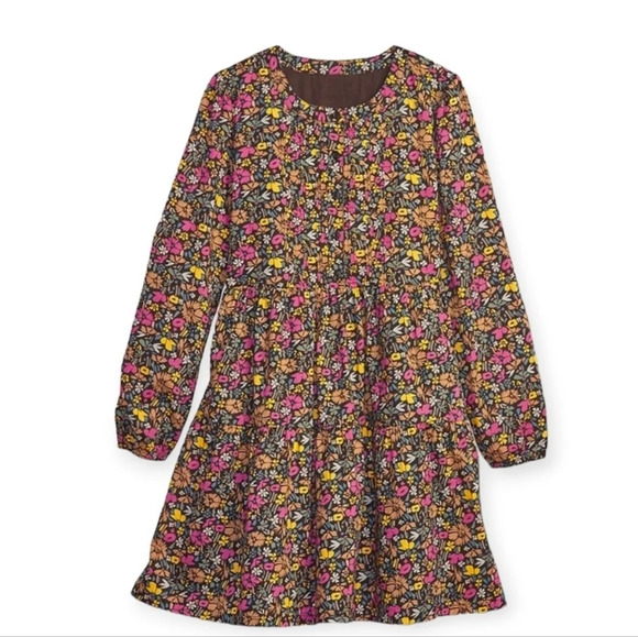 GAP Kids Cotton Brown Ditsy  Floral Tiered Dress Girls XL 12-13 - Picture 1 of 7